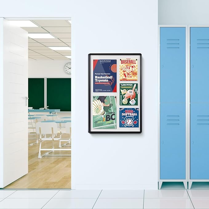 Enclosed Bulletin White Board 36x24 in, Lockable Wall Display Case - Image 7