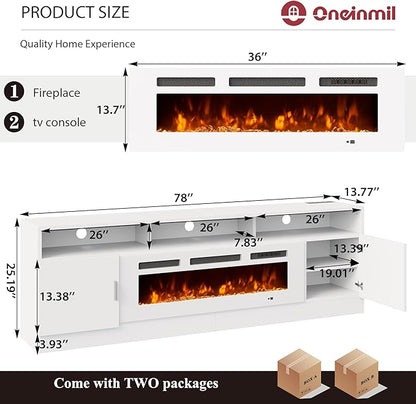 oneinmil 78" Fireplace TV Stand - Image 2