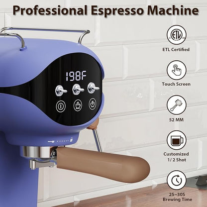 Espresso Machine with Steam Milk Frother Semi Automatic 20 Bar Compact Blue - Image 3