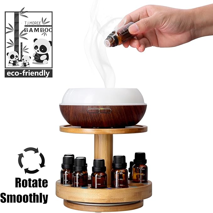 TJ.MOREE Bamboo Diffuser Holder Carousel- 2 Tier Height Increase Rack - Image 4