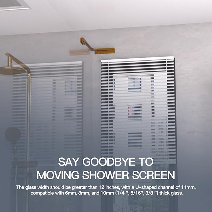 Shower Glass Support Bar, Both Sides Available, Frameless Bathroom Glass Clamp - Image 5