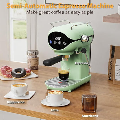Espresso Machine with Steam Milk Frother Semi Automatic 20 Bar Compact Green - Image 6