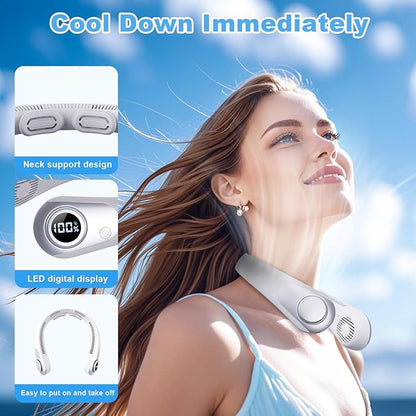 Portable Neck Fan that Blow Cold Air, LED Display, Rechargeable Hands-Free - Image 2