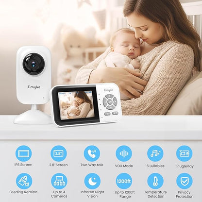 2Cameras Video Baby Monitor, Two Mode, 2.8'' IPS Display Screen, Night Vision - Image 2