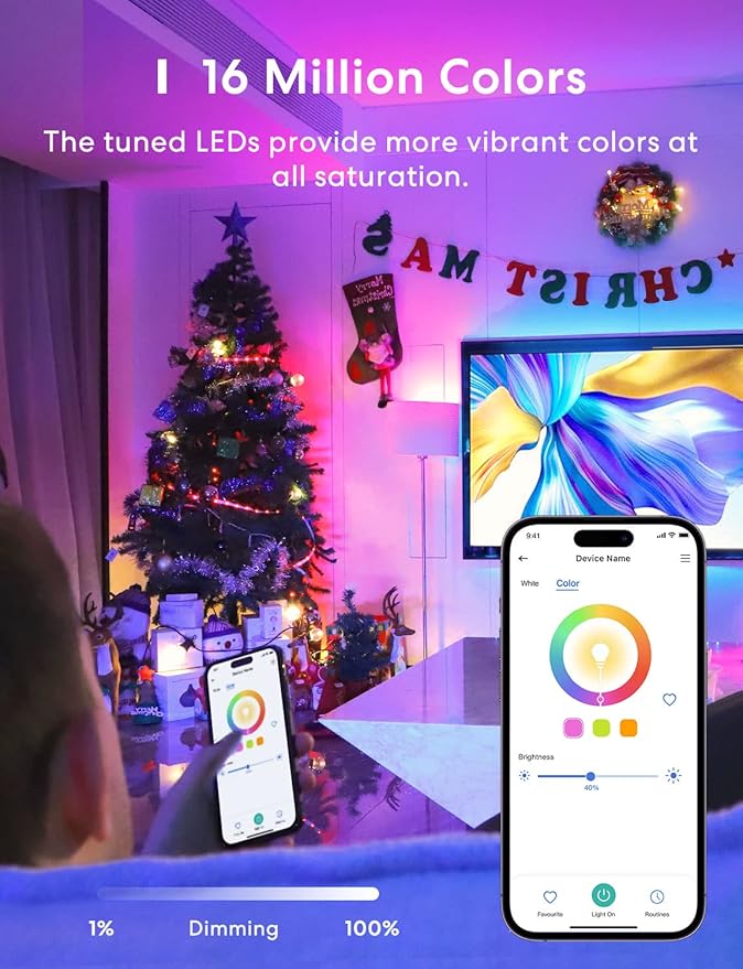 meross Smart RGBWW WiFi LED Bulbs, Apple HomeKit Compatible, 60W Equivalent - Image 8