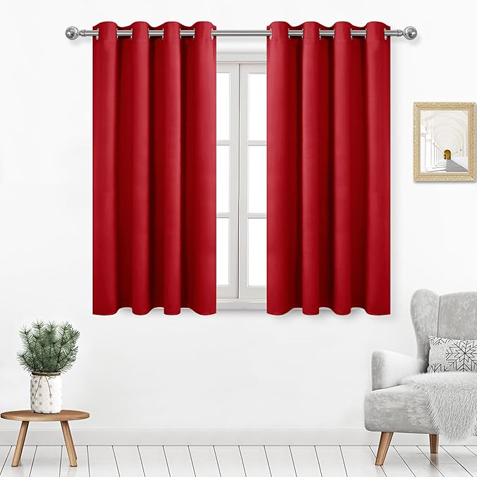 DWCN Red Christmas Curtains for Living Room, Short Blackout Drapes for Small by DWCN