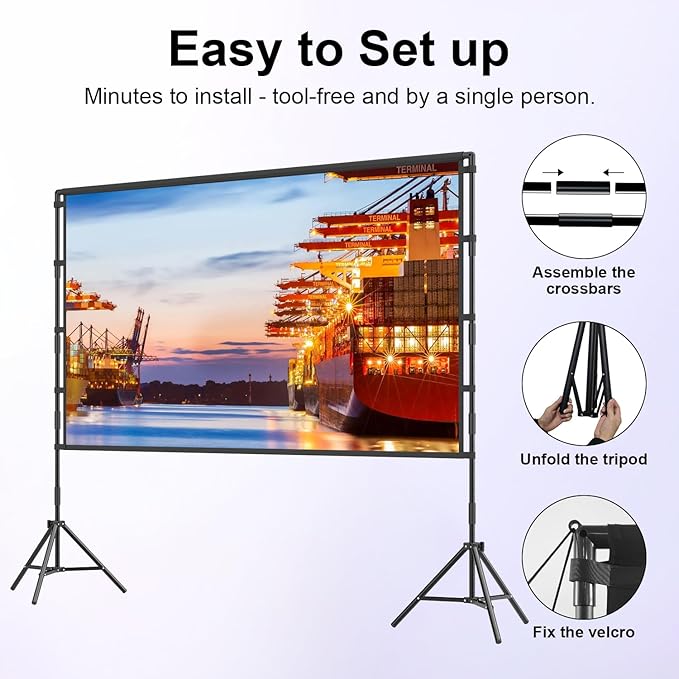 VntB 100 inch Projector sreen and Stand, Outdoor Indoor Projector Screen16:9 - Image 4