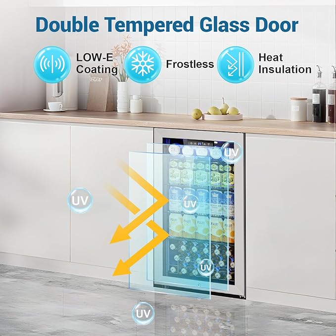 Mini Beverage Refrigerator 3.2 Cu. Ft Small Fridge 126 Can Lockable Drink Cooler - Image 6