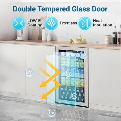 Mini Beverage Refrigerator 3.2 Cu. Ft Small Fridge 126 Can Lockable Drink Cooler - Image 6