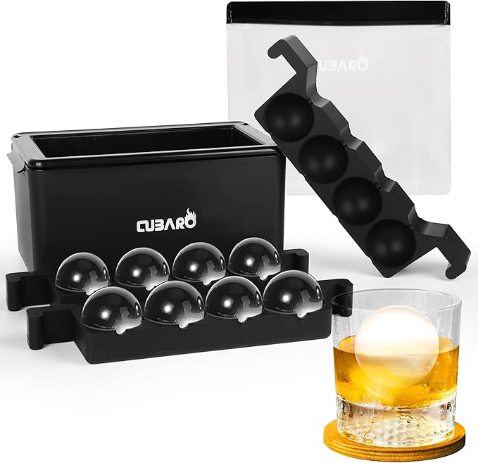 Clear Ice Ball Maker for Whiskey & Cocktails – 8 Large 2" Crystal Ice Spheres – by CUBARO