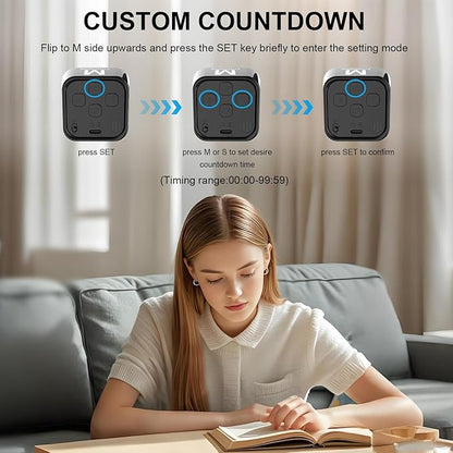 Rotating Cube Pomodoro Timer 5, 50 Min Preset + Custom Countdown, Desk - Image 4