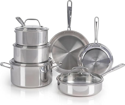 T-fal Pro Tri-Ply Stainless Steel Cookware Set, 10 Piece-Induction Compatible by T-falbrand
