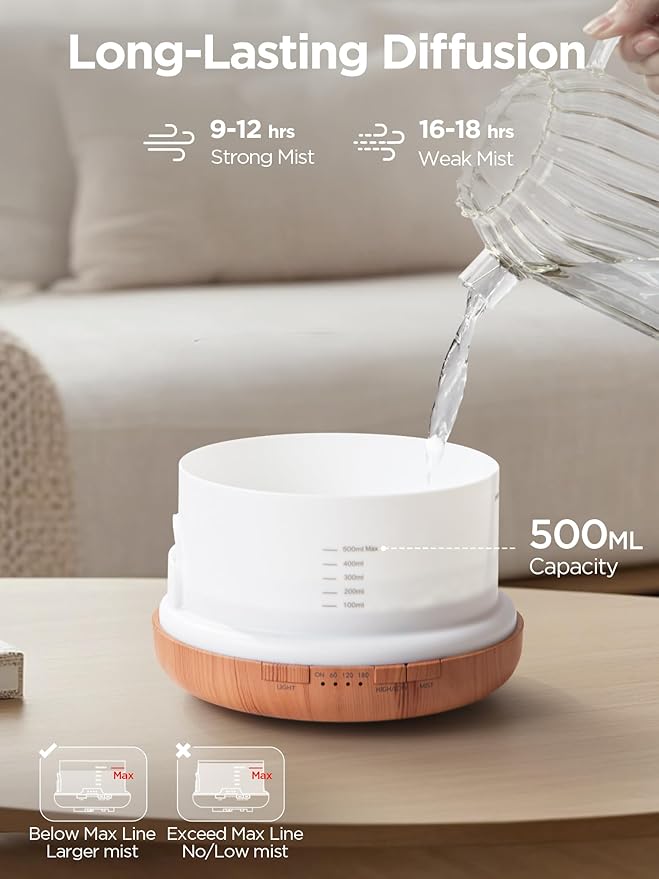 InnoGear Aromatherapy Diffuser & 10 Essential Oils Set, 500ml Essential Oil - Image 3