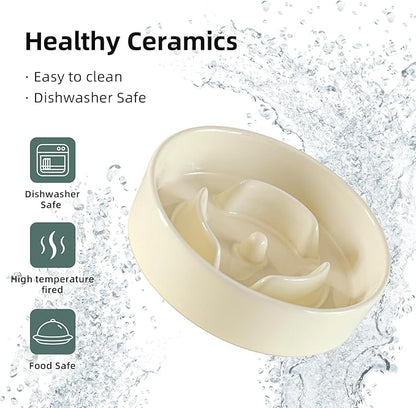 Ceramic 0.9 Cup Raised Dog Slow Feeder Set, Elevated Bowl - Image 7