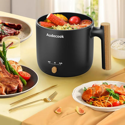 Audecook Hot Pot Electric with Steamer, 1.8L Portable Mini Travel Cooker - Image 6