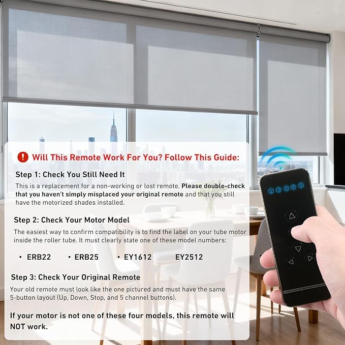 5-Channel Blind Remote Controller, Window Blinds & Shades -Compatible - Image 3