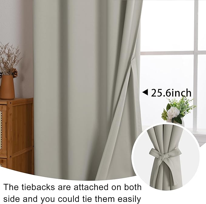 JIUZHEN Silver Grey Blackout Curtains - Image 6