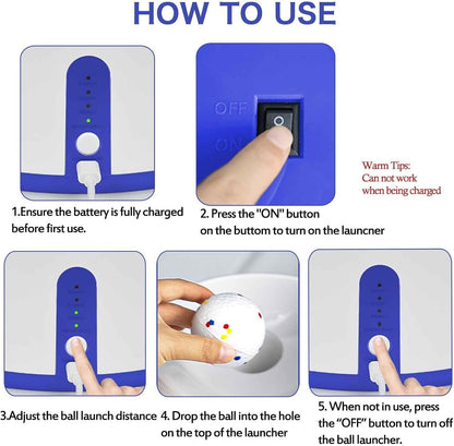 automatic dog ball launcher, with 6 2.3" etpu, side view