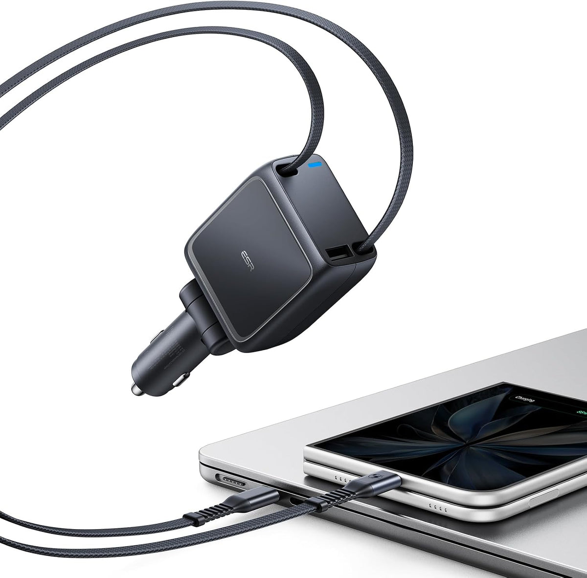 esr xtend 100w retractable car charger with avs, main product view