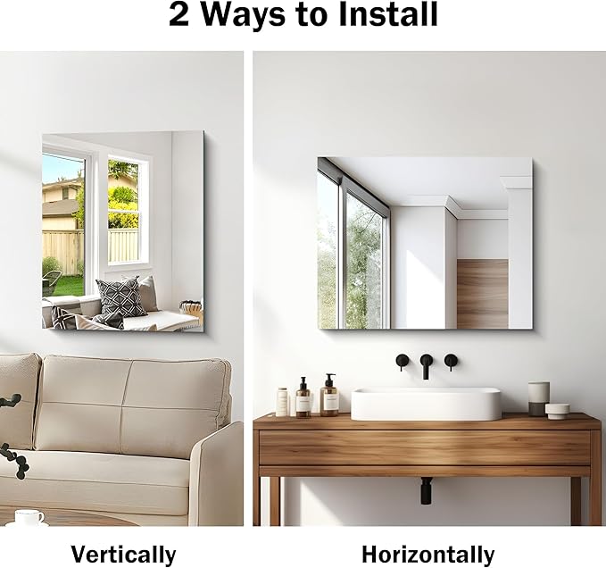 CILIBER Frameless Mirror, 24x30 Inch Bathroom Mirror - Image 7