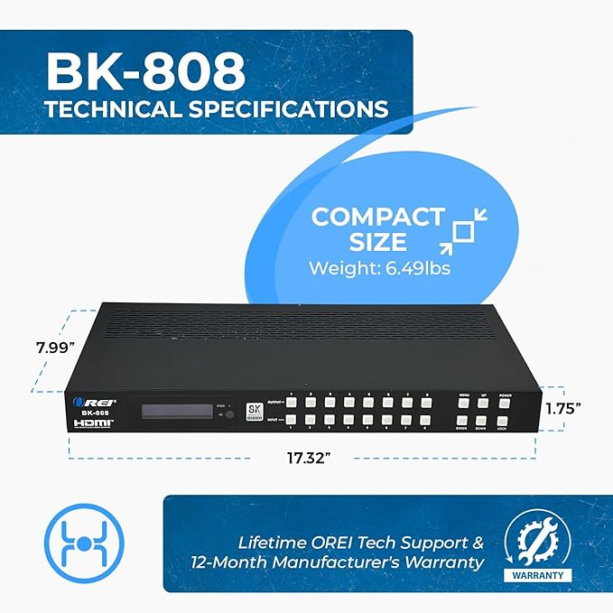 OREI 8K 8x8 HDMI Matrix Switch, Switcher - Image 5