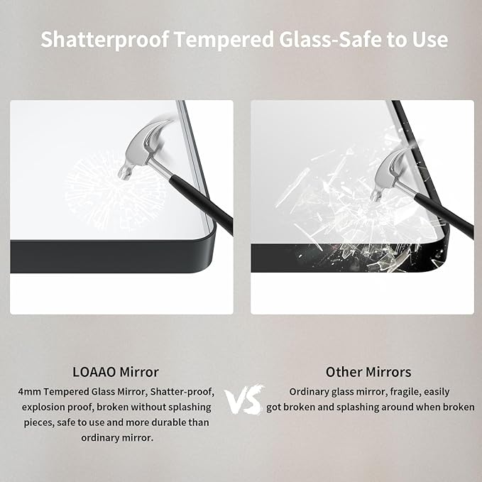 LOAAO 60X40 Inch Black Metal Framed Bathroom Mirror - Image 7
