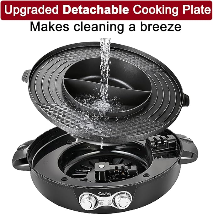 Food Party Hot Pot Electric Korean BBQ Grill 2 in 1 Hotpot Smokeless Indoor - Image 3