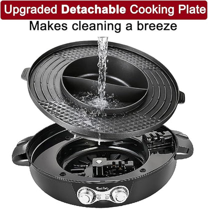 Food Party Hot Pot Electric Korean BBQ Grill 2 in 1 Hotpot Smokeless Indoor - Image 3