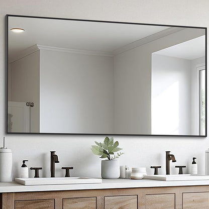 Black Bathroom Mirror for Wall, 30x55 Inch Rectangle Mirrors - Image 4