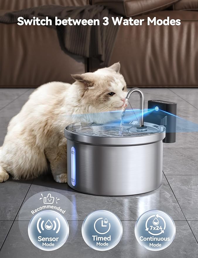Wireless Cat Water Fountain Stainless Steel FEELNEEDY Smart Pet Water Fountain - Image 4