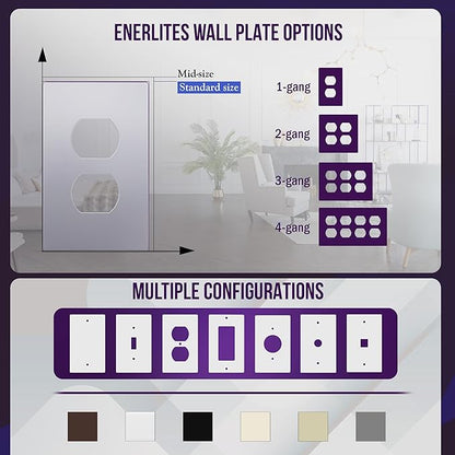 ENERLITES Elite Series Duplex Outlet Receptacle Cover, Screwless Wall Plate - Image 5