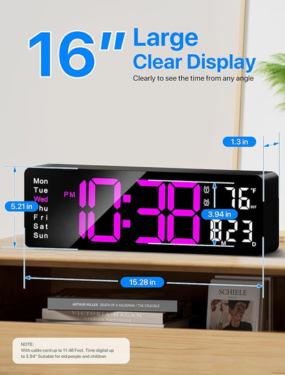 MASHI Digital Wall Clock, Auto-Dimming Wall Clock - Image 2