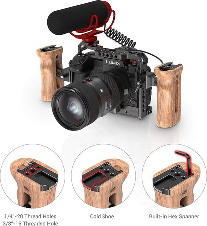 SmallRig Universal Side Wooden NATO Handle Grip DSLR Camera Cage w/Cold Shoe - Image 6