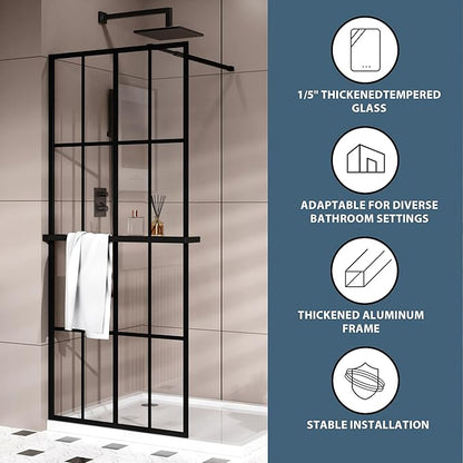 Goodyo 34" x 72" Shower Door Tempered Glass Shower Screen - Image 3