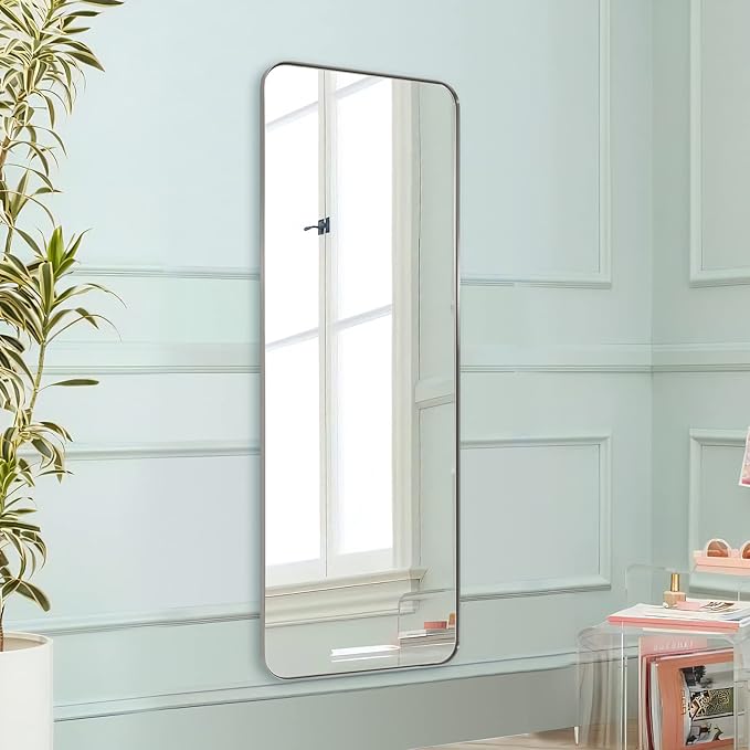 ANDY STAR 18" x 48" Full Length Wall Mirror, Large Brushed Nickel Mirror - Image 9