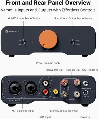 Fosi Audio ZA3 Balanced Stereo Amplifier Home Audio Component Mini 2 Channel - Image 7
