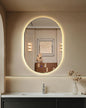 Irregular LED Bathroom Mirror 32"x22" Dimmable Anti Fog | Oval Shape, Shatterproof tempered glass, 3 color temps (3000K-6000K), stepless dimming, Mount vertical or horizontal