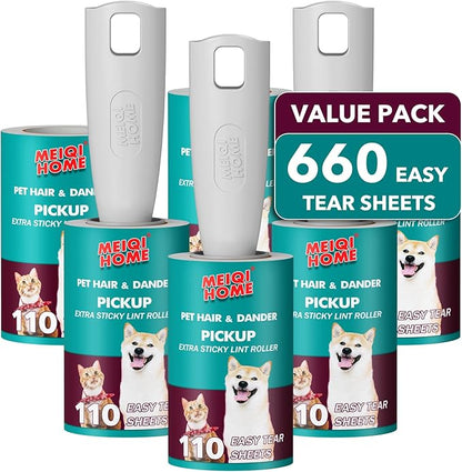 MEIQIHOME Lint Rollers for Pet Hair Extra Sticky, 660 Sheets Value Set Lint by MEIQIHOME