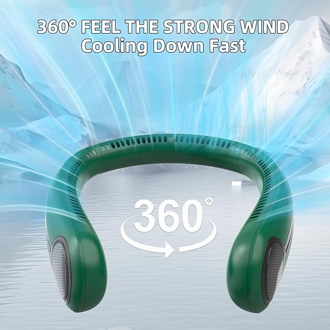 Kinhowly Portable Neck Fan, Hands Free Personal Wearable Bladeless Fan - Image 2