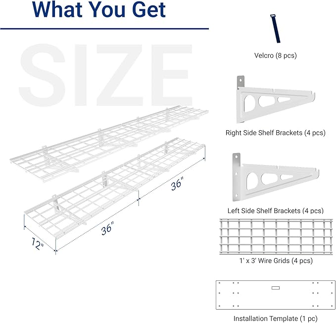 FLEXIMOUNTS 12-inch-by-72-inch Wall Shelf Garage Storage Rack Wall Mounted - Image 2