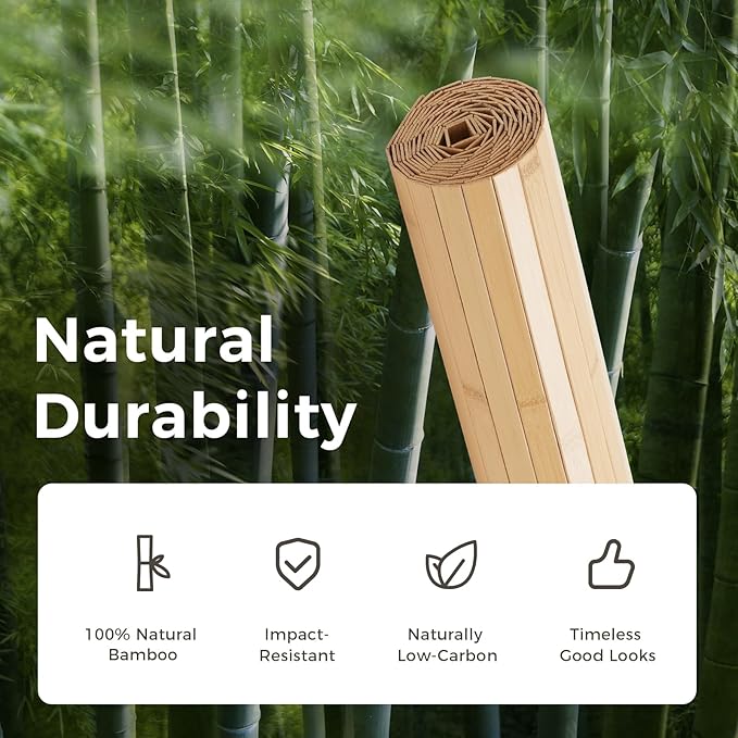 OUZUGIE 1 Pack 96x48 Inch Natural Bamboo Wall Panel – Carbonized Pole Wrap - Image 7