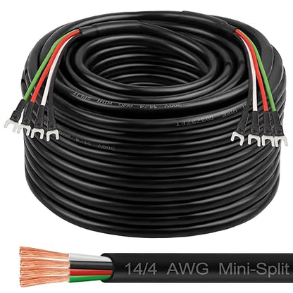 MOOKEERF 14/4 AWG Mini-Split Cable - 200FT 14 AWG 4 Conductor Control Cable by MOOKEERF