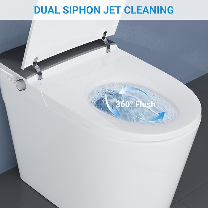 Smart Toilet with ADA Height, Bidet Built-In, Auto-Sensing Flip Lid, Off-Seat - Image 5