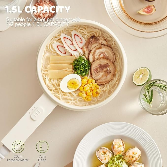 Electric Hot Pot, 1.5L Ceramic Glaze Non-stick Mini Pan, Portable Electric Pot - Image 2