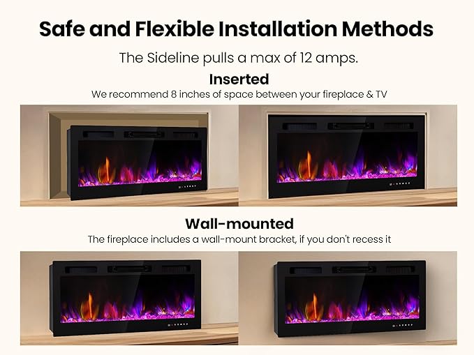 Electric Fireplace Inserts 42 Inch Wide, RealSmart Wall Mounted Fireplace - Image 8