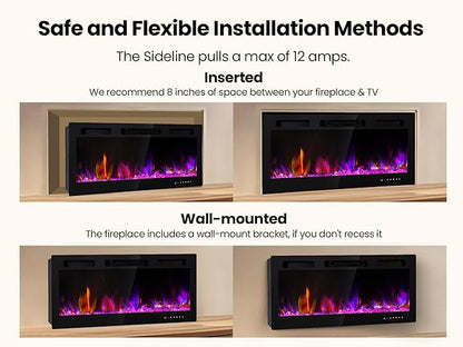 Electric Fireplace Inserts 42 Inch Wide, RealSmart Wall Mounted Fireplace - Image 8
