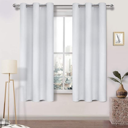 DWCN Greyish White Curtains 63 Inch, Room Darkening Thermal Grommet Window by DWCN
