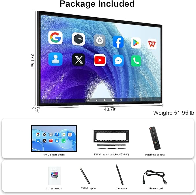 49" Smart Board, 8+64GB Electronic Whiteboard, Touchscreen Digital Whiteboard - Image 9