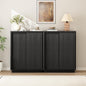 Fluted Shoe Cabinet with Sliding Door Set of 2, 6-Tier Large Hidden Storage by WINWY