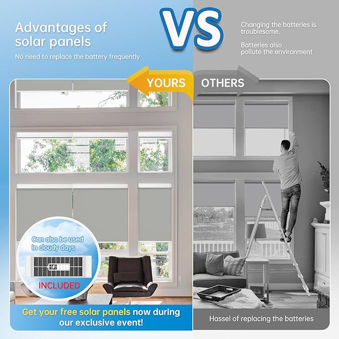 DENFOON Motorized Blinds with Remote, Thermal Electric Blinds【Solar Panel】 - Image 5